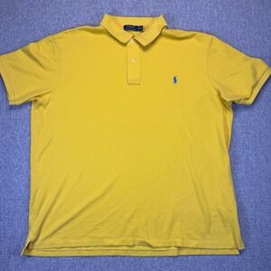 Polo Ralph Lauren Yellow Pique Polo Shirt Mens Big Tall Size 3XB 3TG Cotton